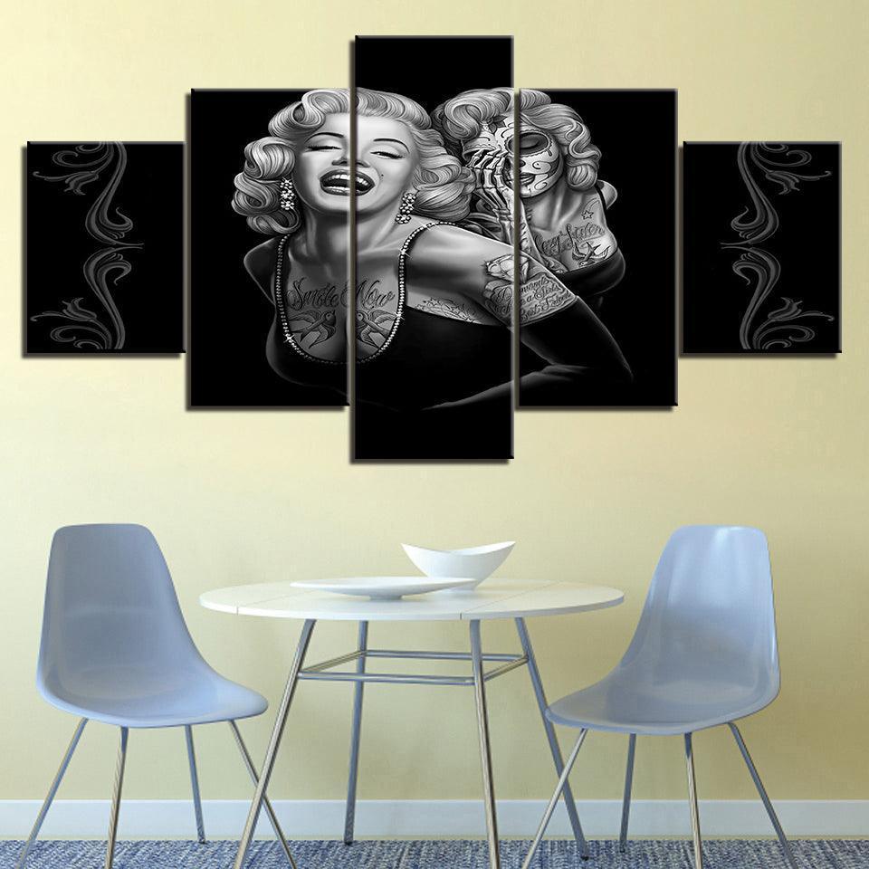 Marilyn Monroe 5 Piece HD Multi Panel Canvas Wall Art Frame-Original Frame