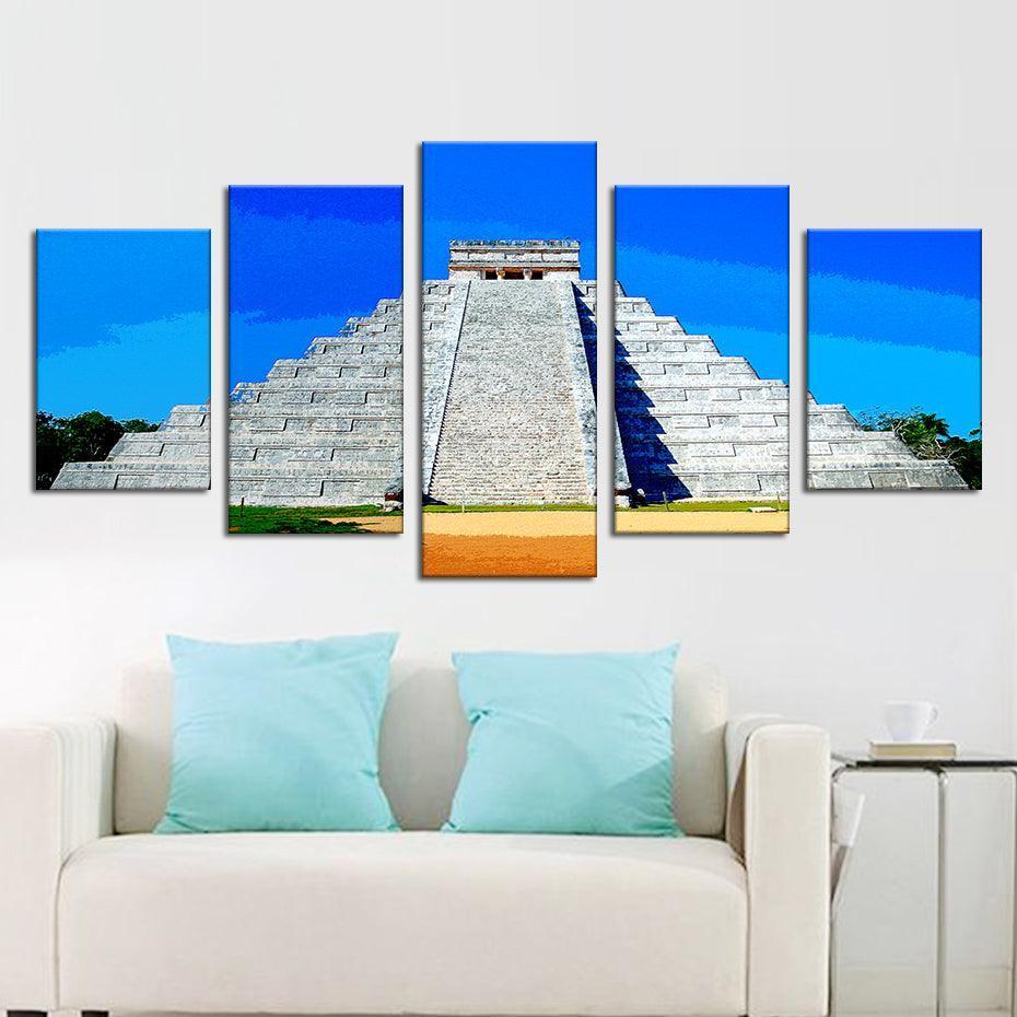 Chichen-Itza 5 Piece HD Multi Panel Canvas Wall Art Frame-Original Frame