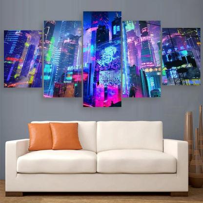 Cyberpunk 5 Piece HD Multi Panel Canvas Wall Art Frame-Original Frame