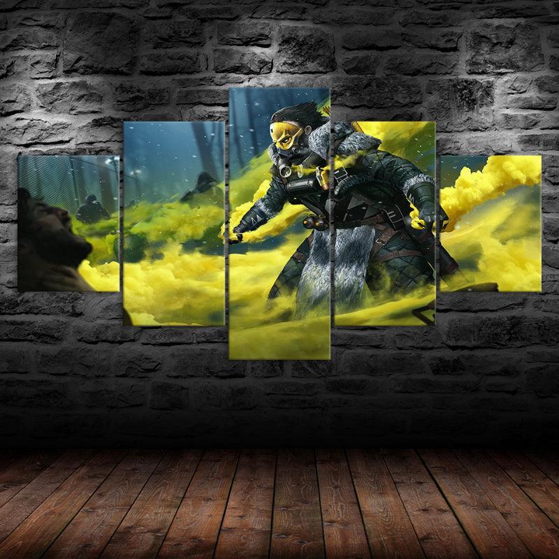 Apex Legends - A Yellow Bash 5 Piece HD Multi Panel Canvas Wall Art-Original Frame