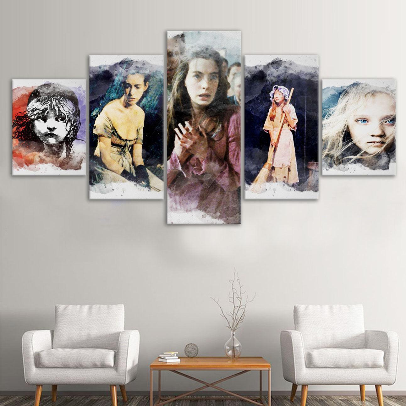 Les Miserables 5 Piece HD Multi Panel Canvas Wall Art Frame-Original Frame