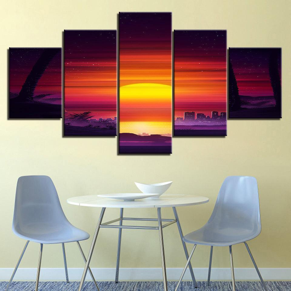 The Mighty Sunrise Collection 5 Piece HD Multi Panel Canvas Wall Art Frame-Original Frame