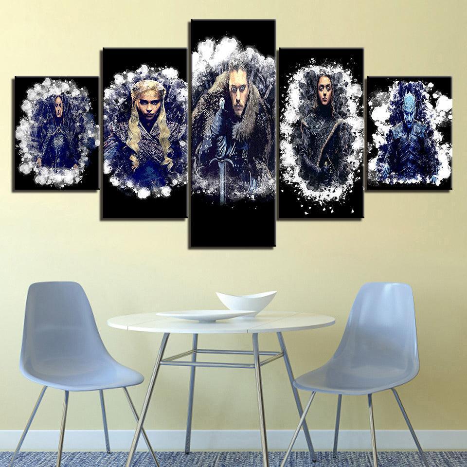 Game Of Throne GOT 5 Piece HD Multi Panel Canvas Wall Art Frame-Original Frame