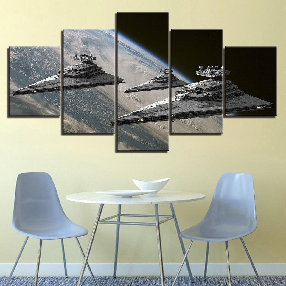 Space Ship 5 Piece HD Multi Panel Canvas Wall Art Frame-Original Frame