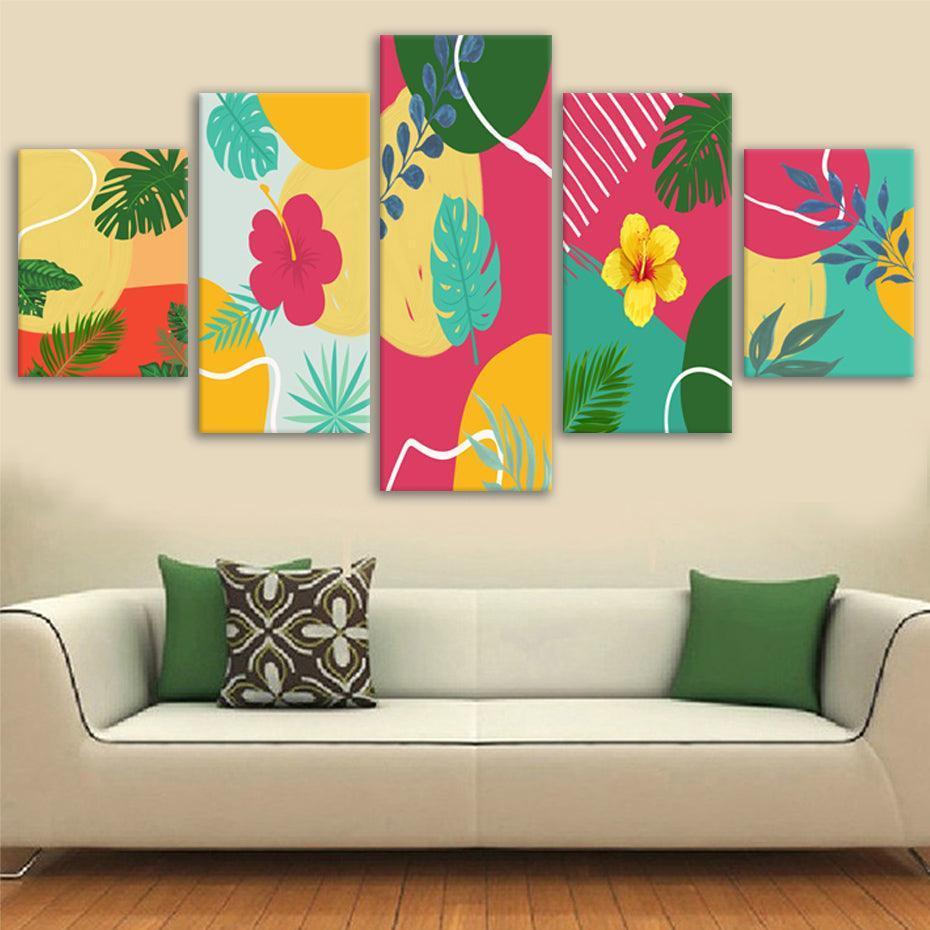 Tropical Hawaii 5 Piece HD Multi Panel Canvas Wall Art Frame-Original Frame