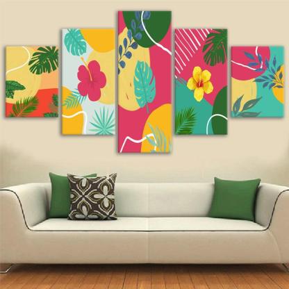 Tropical Hawaii 5 Piece HD Multi Panel Canvas Wall Art Frame-Original Frame