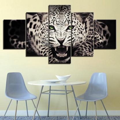 Wild Feline 5 Piece HD Panel Canvas Wall Art Frame-Original Frame