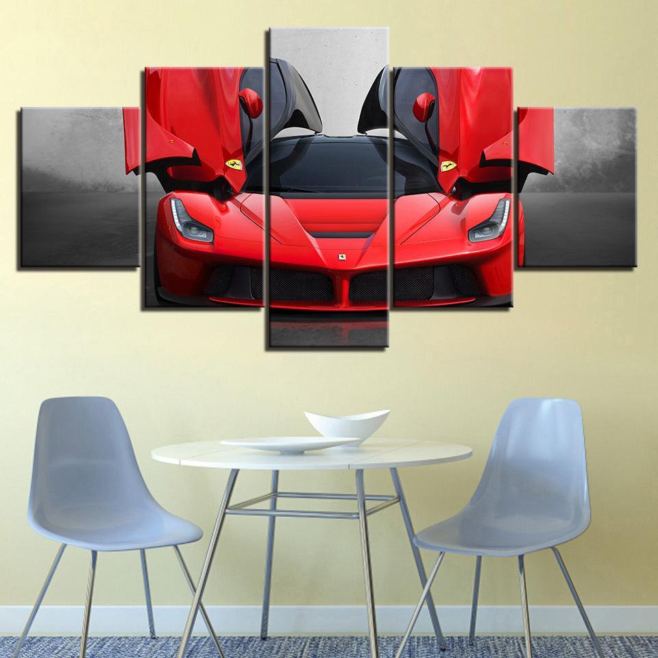 Luxury Ferrari Car 5 Piece HD Multi Panel Canvas Wall Art Frame-Original Frame