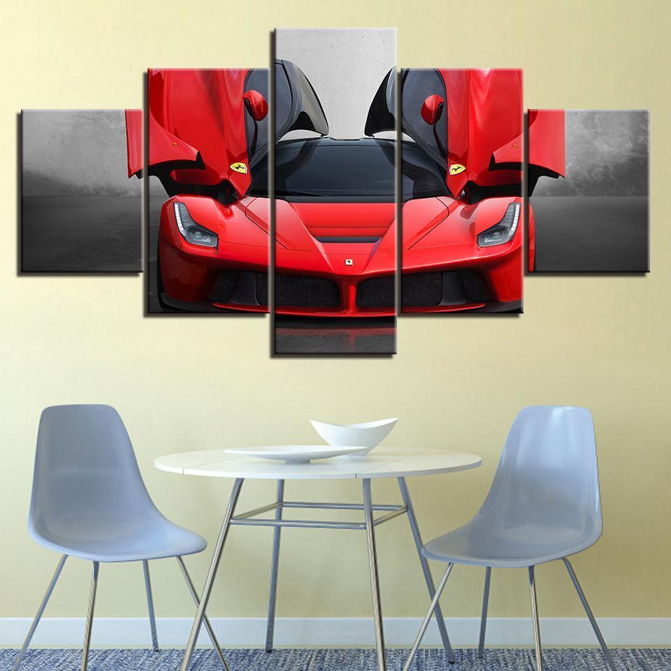 Luxury Ferrari Car 5 Piece HD Multi Panel Canvas Wall Art Frame-Original Frame