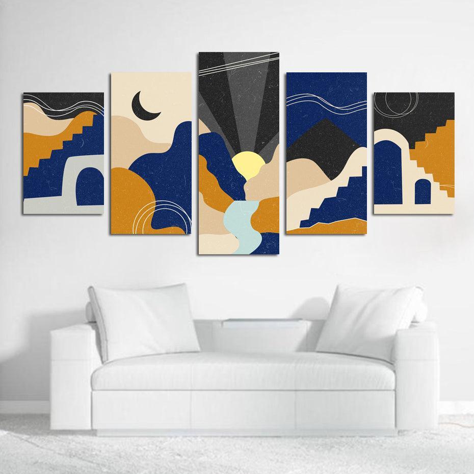 Beautiful Midnight Art 5 Piece HD Multi Panel Canvas Wall Art Frame-Original Frame