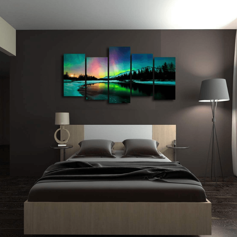 Northern Lights 5 Piece Canvas Wall Art Set-Original Frame
