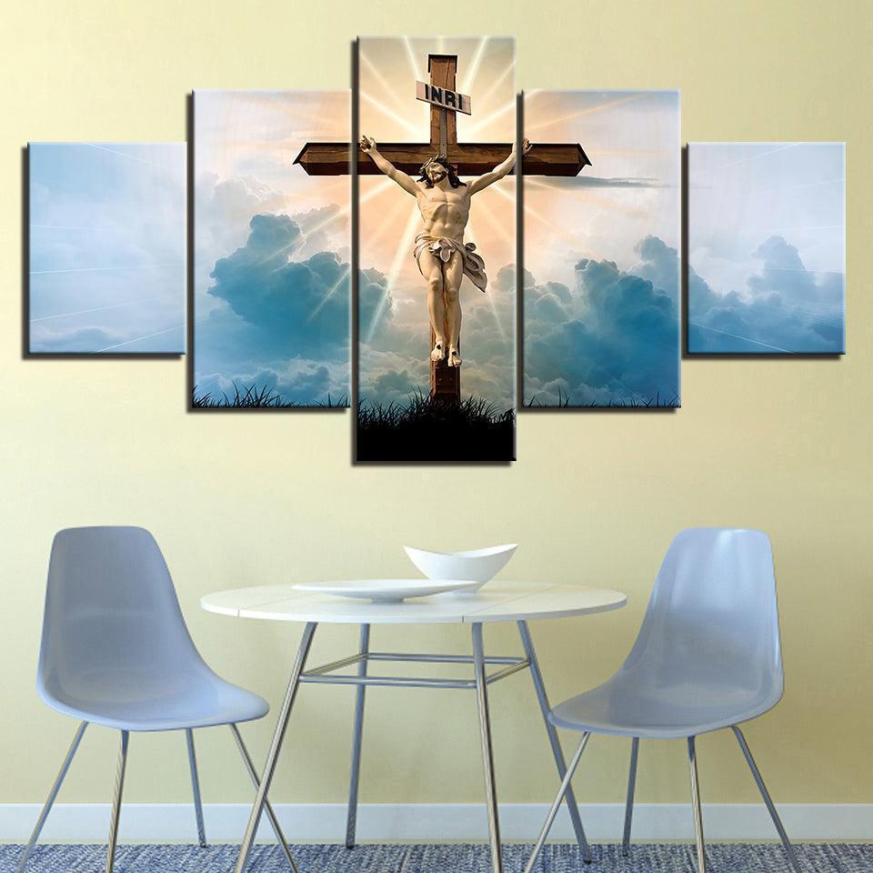 On The Cross 5 Piece HD Multi Panel Canvas Wall Art Frame-Original Frame