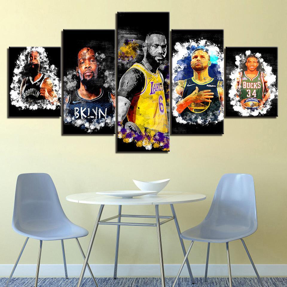 Players All Stars 5 Piece HD Multi Panel Canvas Wall Art Frame-Original Frame