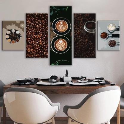 Warm Coffee 5 Piece HD Multi Panel Canvas Wall Art Frame-Original Frame