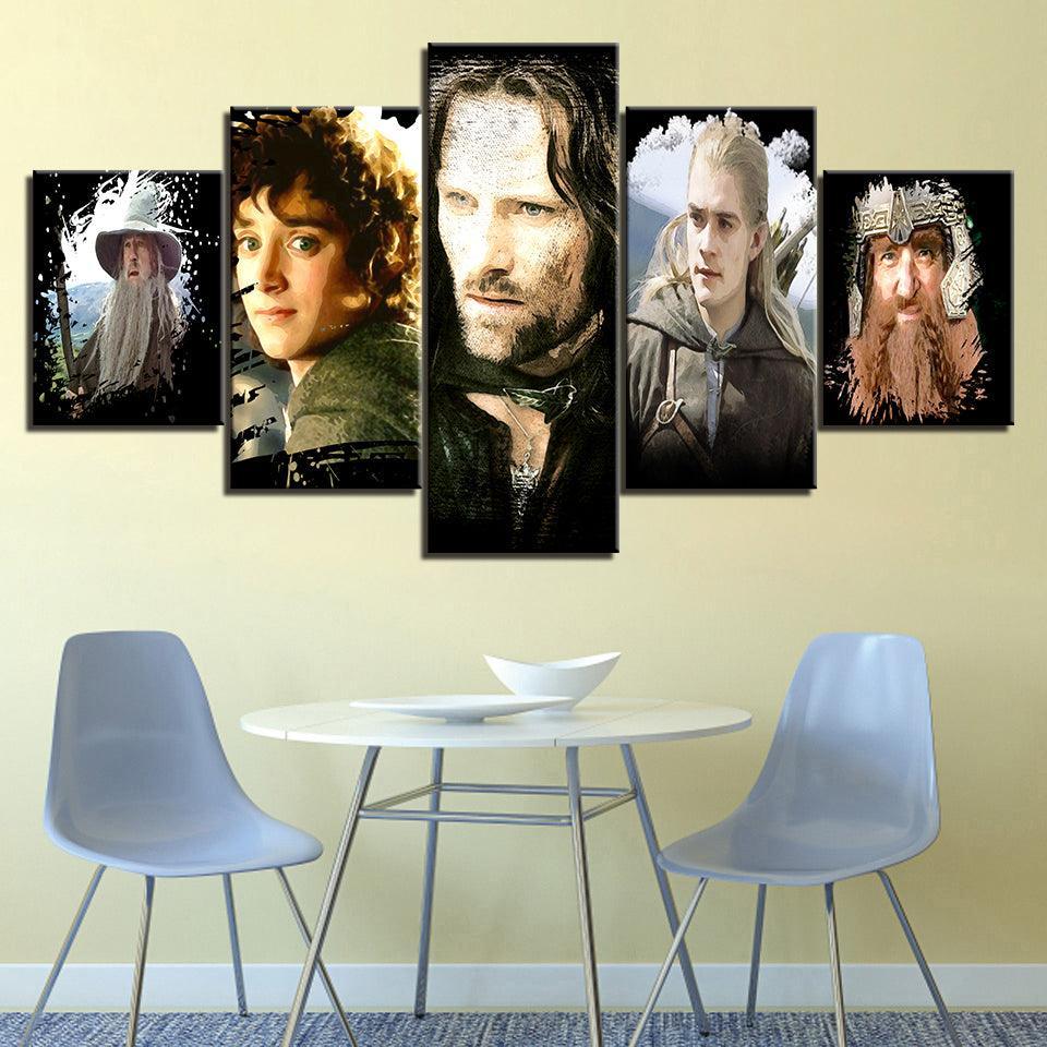 Lord Of The Rings 5 Piece HD Multi Panel Canvas Wall Art Frame-Original Frame