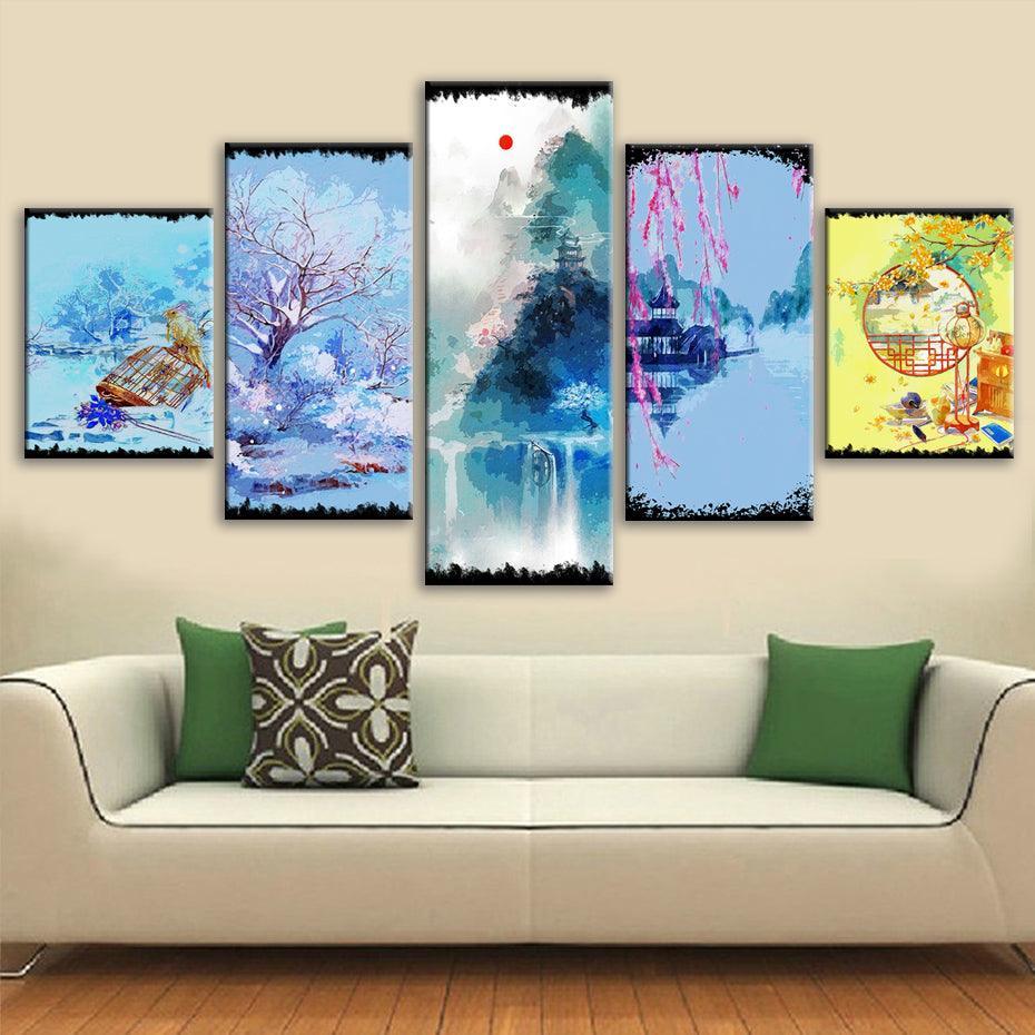 Antiquity 5 Piece HD Multi Panel Canvas Wall Art Frame-Original Frame