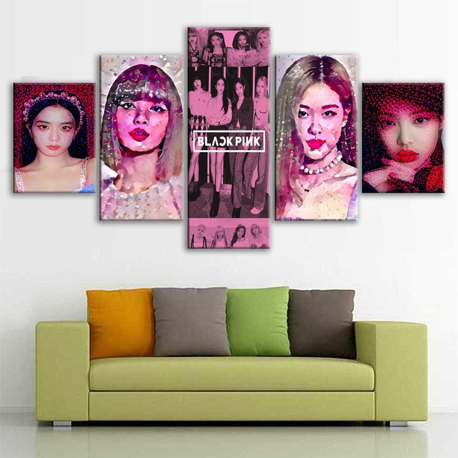 BLACKPINK 5 Piece HD Multi Panel Canvas Wall Art Frame-Original Frame