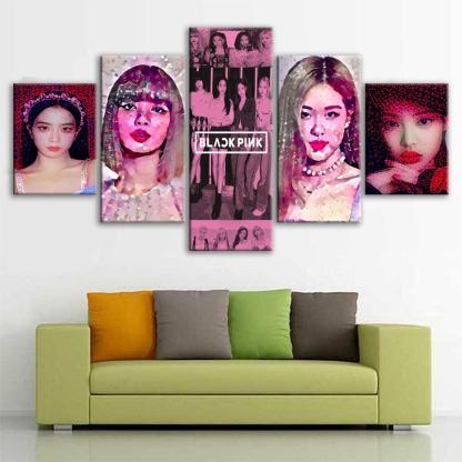 BLACKPINK 5 Piece HD Multi Panel Canvas Wall Art Frame-Original Frame