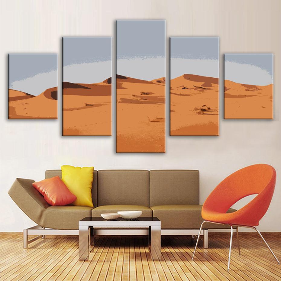 Sahara Desert 5 Piece HD Multi Panel Canvas Wall Art Frame-Original Frame