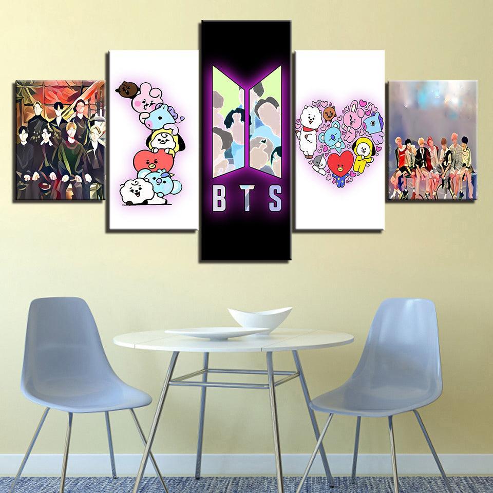 BTS 5 Piece HD Multi Panel Canvas Wall Art Frame-Original Frame
