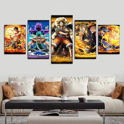 One Piece Manga 5 Piece HD Multi Panel Canvas Wall Art Frame-Original Frame