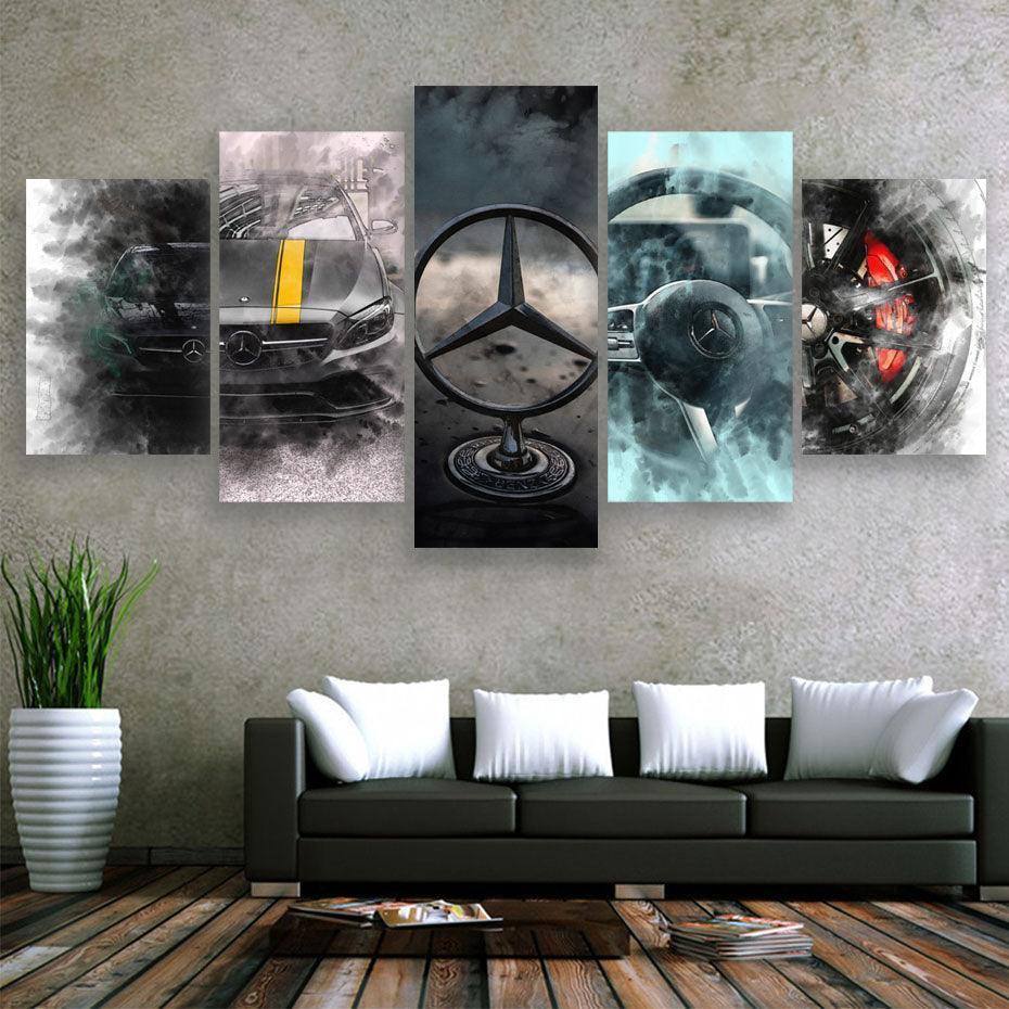 Automotive Elegance Five-Panel Art Set-Original Frame