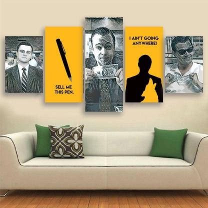 Wolf Of Wall Street 5 Piece HD Multi Panel Canvas Wall Art Frame-Original Frame