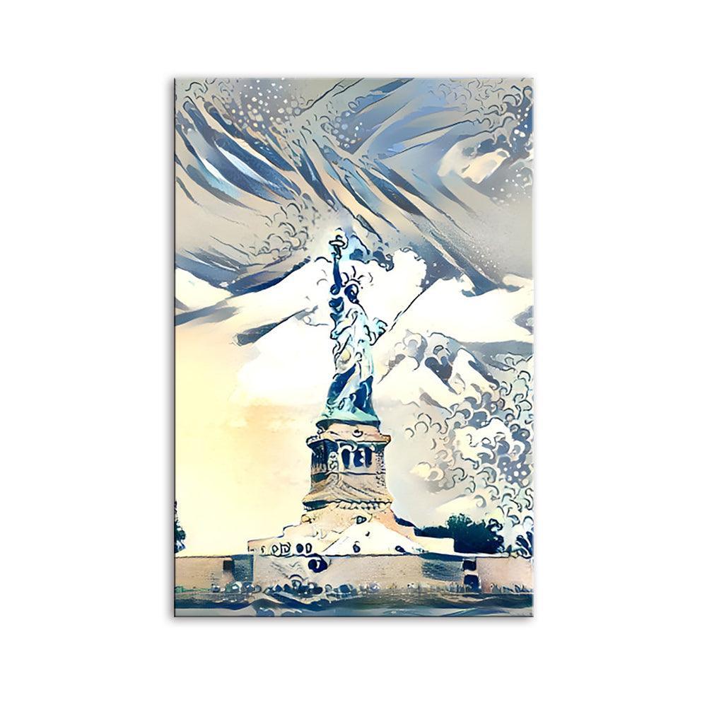 Abstract NY Statue Of Liberty 1 Piece HD Multi Panel Canvas Wall Art Frame-Original Frame