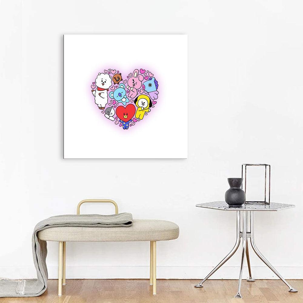 Cartoon Heart 1 Piece HD Multi Panel Canvas Wall Art Frame-Original Frame