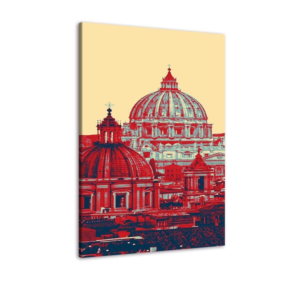 Red & Blue Towers Portrait 1 Piece HD Multi Panel Canvas Wall Art-Original Frame