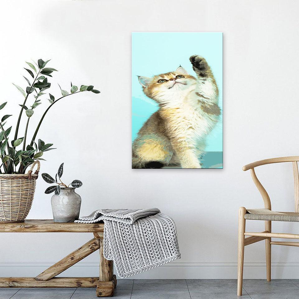 The Playful Cat 1 Piece HD Multi Panel Canvas Wall Art Frame-Original Frame