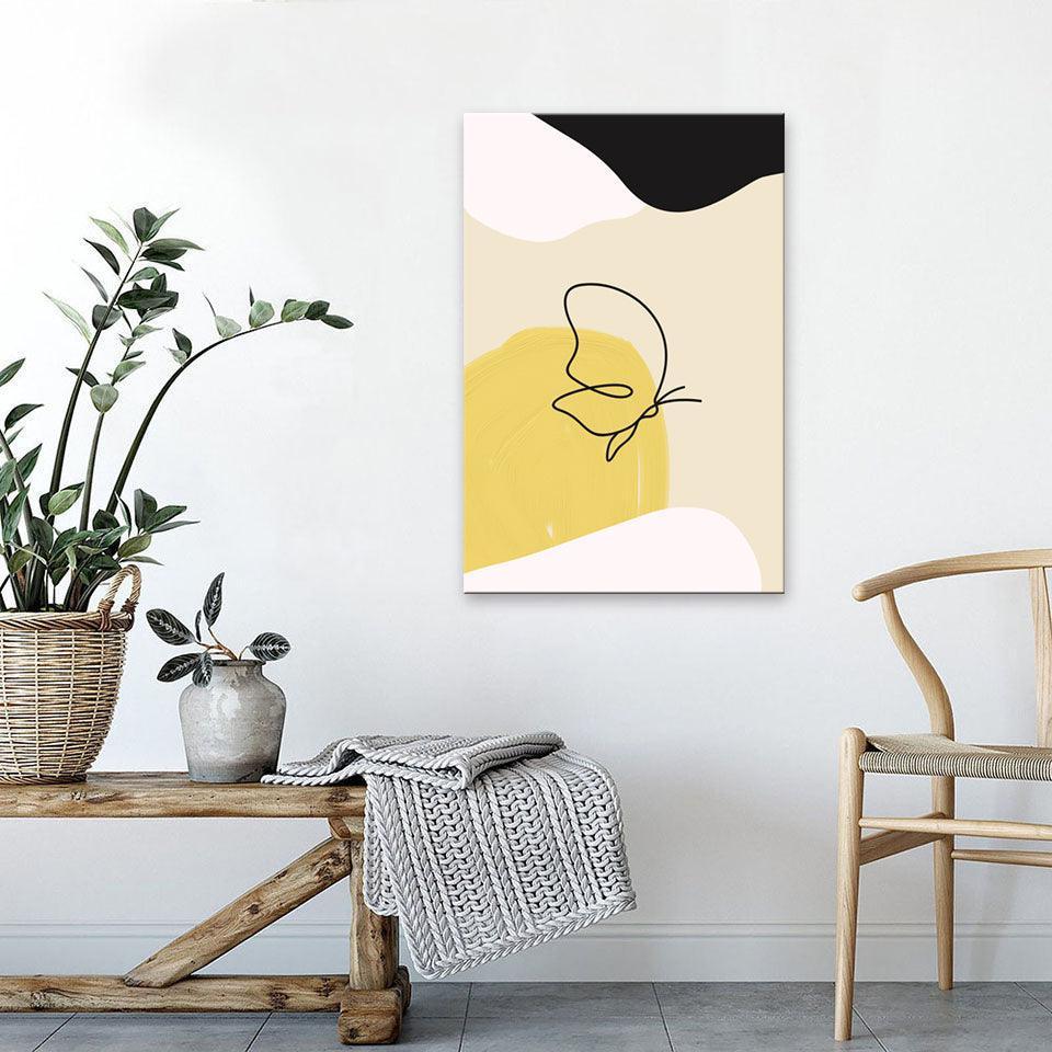 The Yellow Butterfly 1 Piece HD Multi Panel Canvas Wall Art Frame-Original Frame