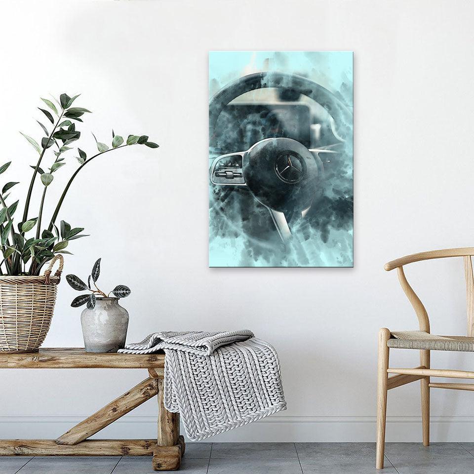 The Black Steering Wheel 1 Piece HD Multi Panel Canvas Wall Art Frame-Original Frame