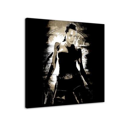 Black & Brown Angelina Jolie 1 Piece HD Multi Panel Canvas Wall Art Frame-Original Frame