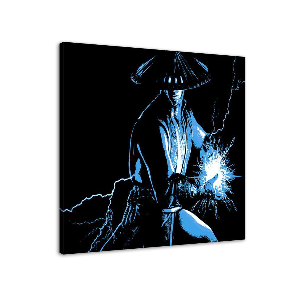 Black & Blue Warrior 1 Piece HD Multi Panel Canvas Wall Art Frame-Original Frame