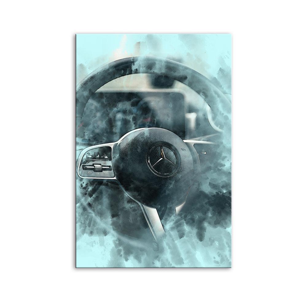 The Black Steering Wheel 1 Piece HD Multi Panel Canvas Wall Art Frame-Original Frame