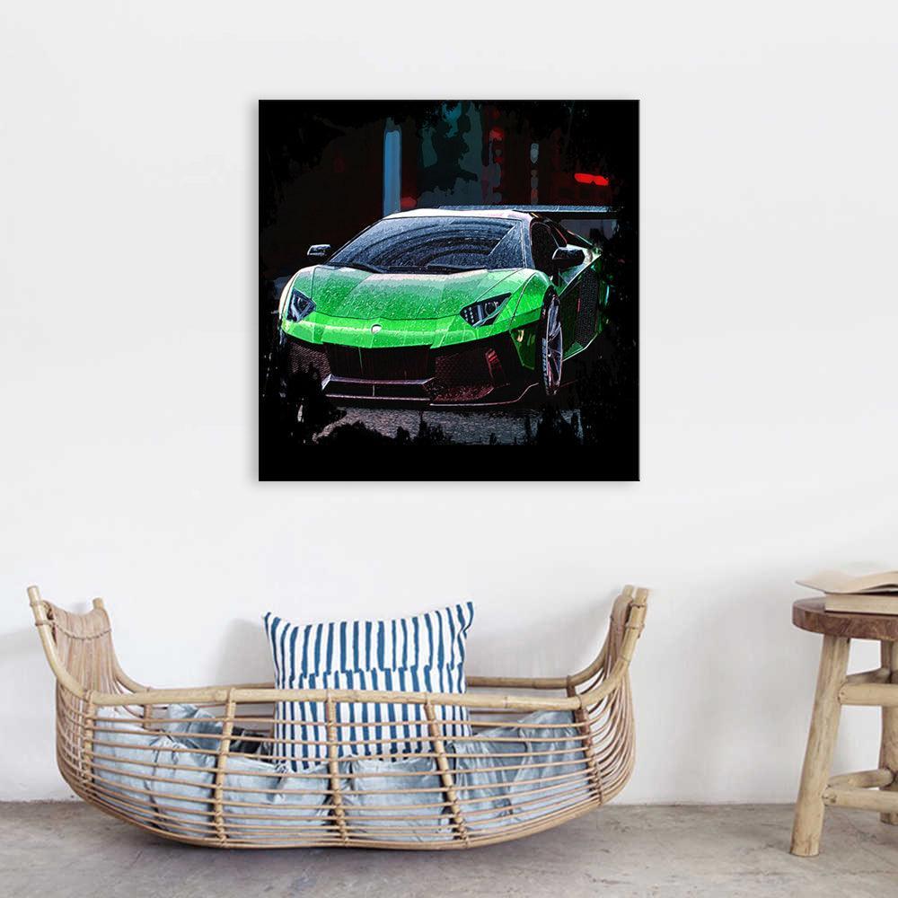 Sports Car Cartoon 1 Piece HD Multi Panel Canvas Wall Art-Original Frame