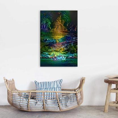 The Abstract Painted Mountains 1 Piece HD Multi Panel Canvas Wall Art Frame-Original Frame