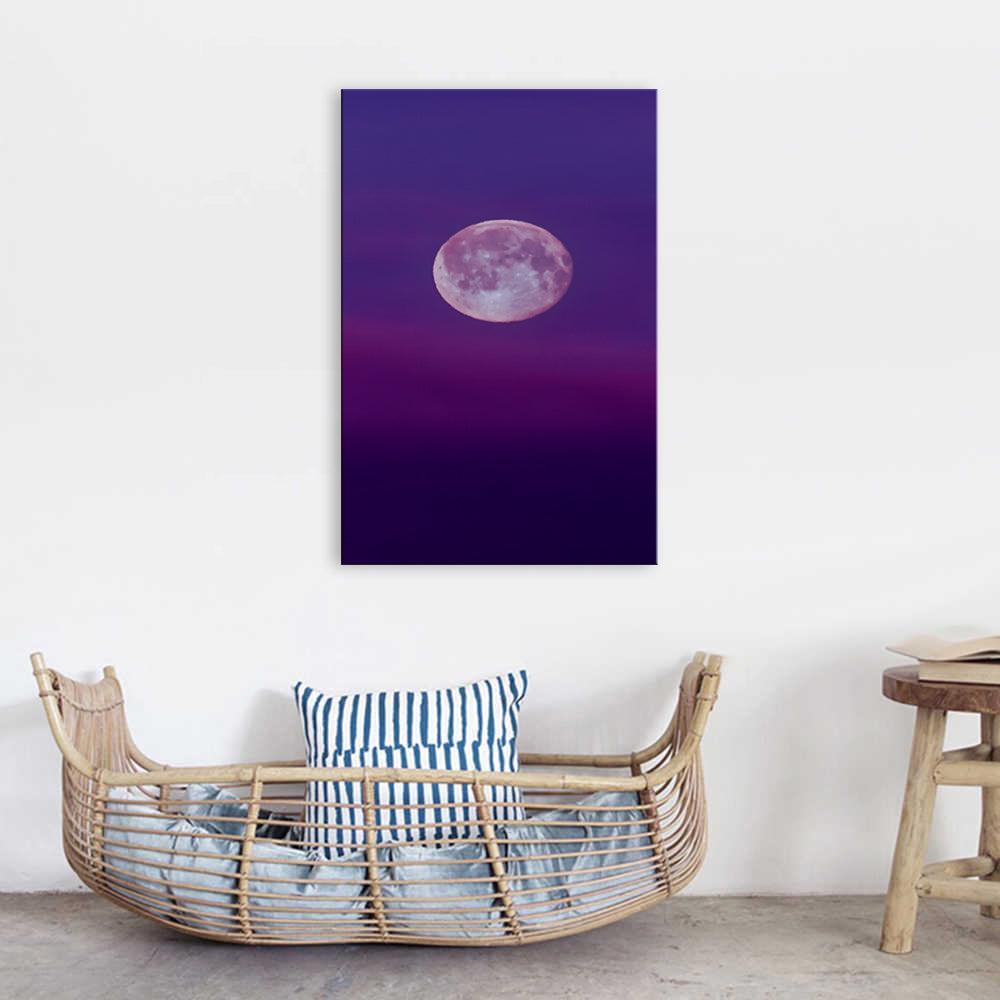 The Purple Full Moon 1 Piece HD Multi Panel Canvas Wall Art Frame-Original Frame