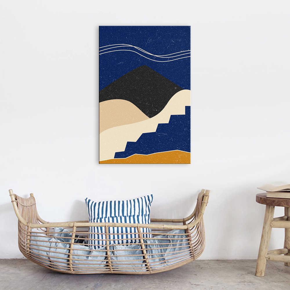 The Abstract Black Mountains 1 Piece HD Multi Panel Canvas Wall Art Frame-Original Frame