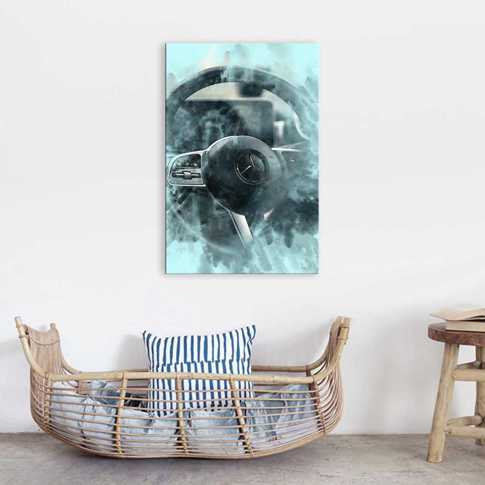 The Black Steering Wheel 1 Piece HD Multi Panel Canvas Wall Art Frame-Original Frame