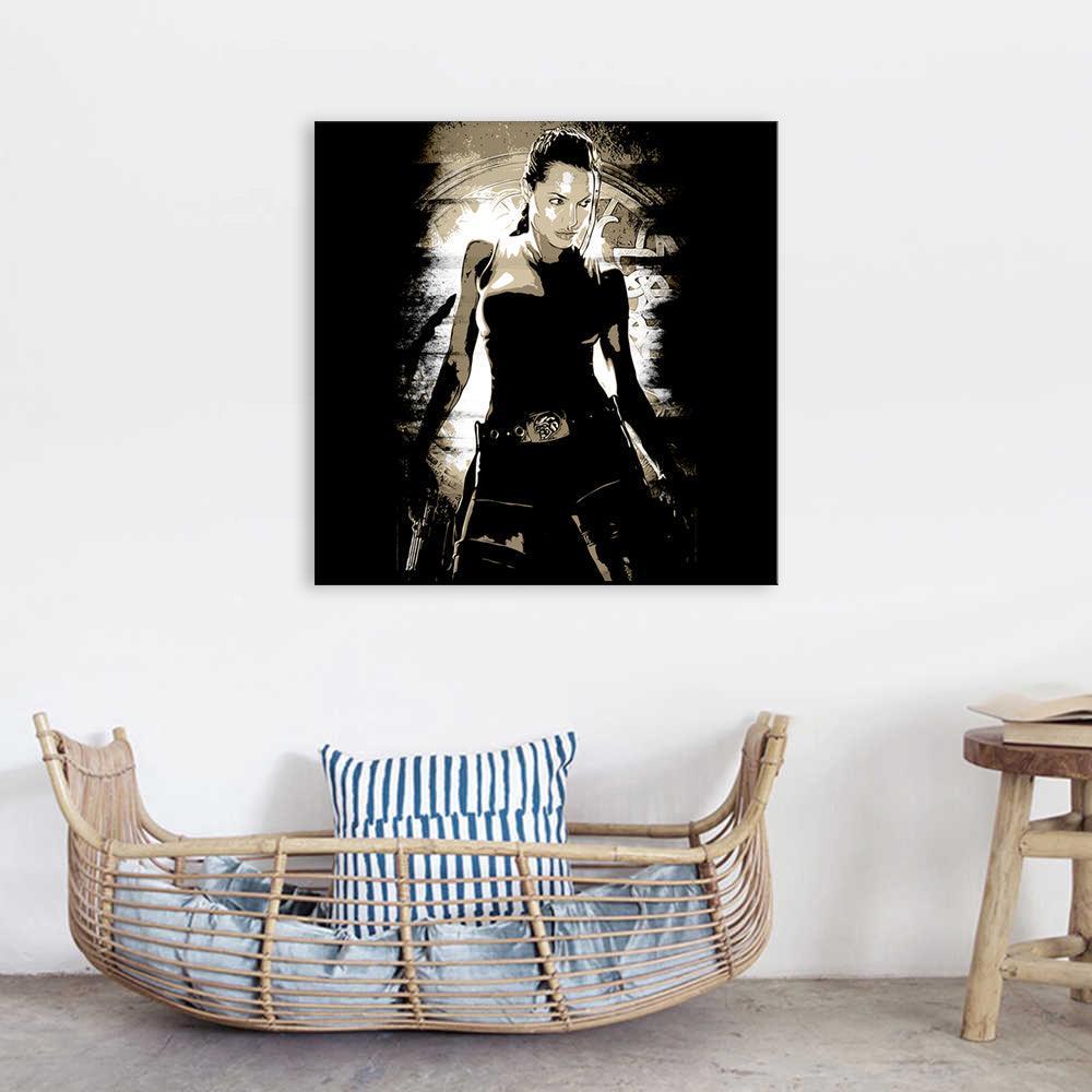 Black & Brown Angelina Jolie 1 Piece HD Multi Panel Canvas Wall Art Frame-Original Frame