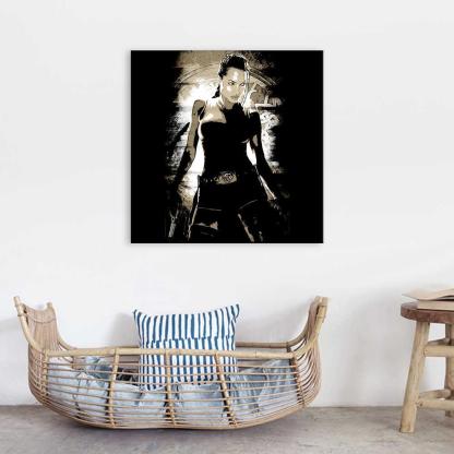 Black & Brown Angelina Jolie 1 Piece HD Multi Panel Canvas Wall Art Frame-Original Frame