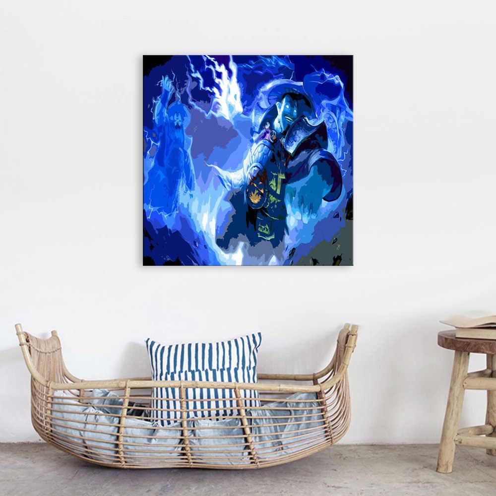 Blue Japanese Warrior 1 Piece HD Multi Panel Canvas Wall Art Frame-Original Frame