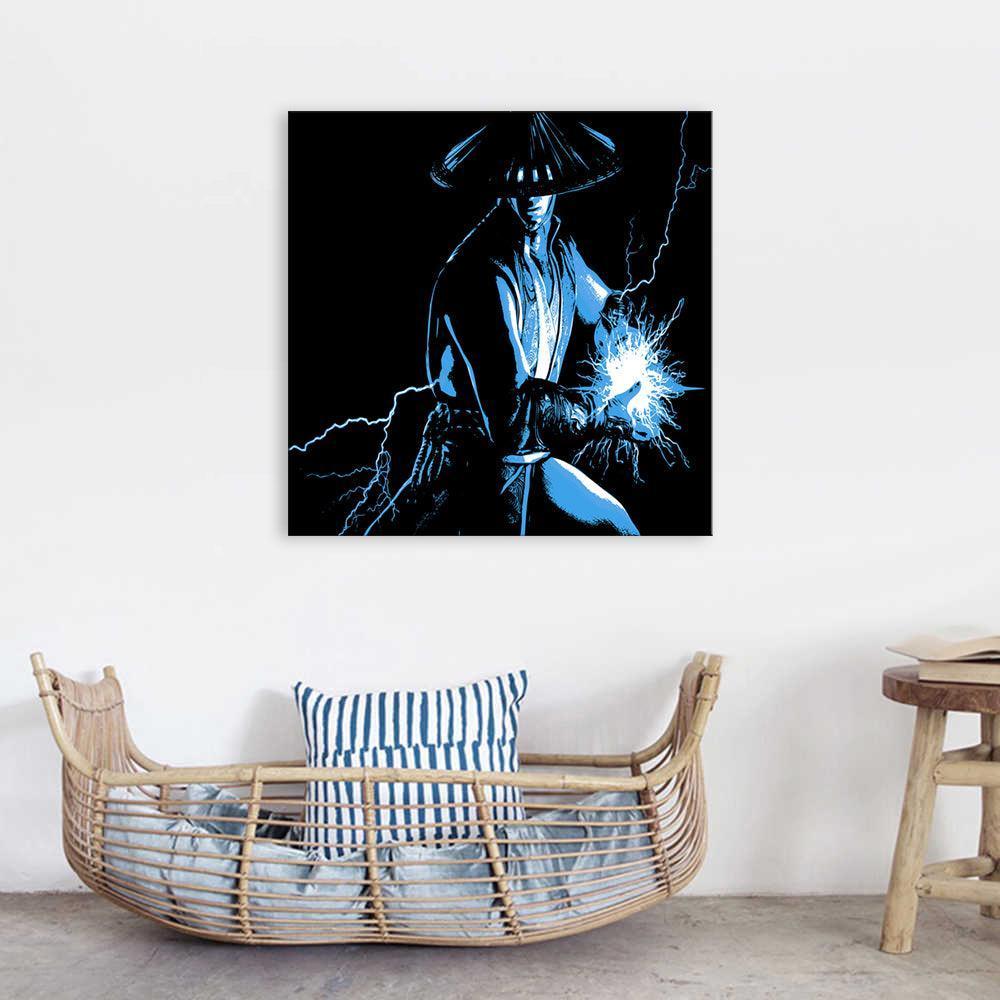 Black & Blue Warrior 1 Piece HD Multi Panel Canvas Wall Art Frame-Original Frame