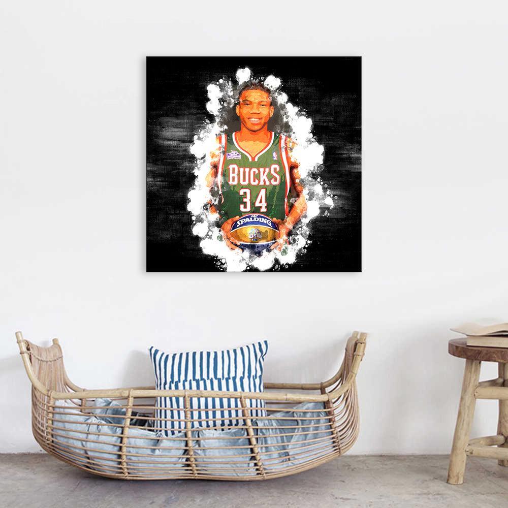 Giannis Antetokounmpo 1 Piece HD Multi Panel Canvas Wall Art Frame-Original Frame
