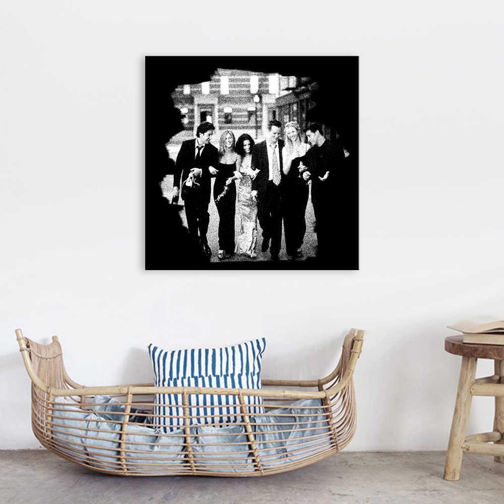 Friends Black And White 1 Piece HD Multi Panel Canvas Wall Art Frame-Original Frame