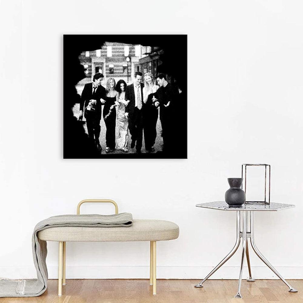 Friends Black And White 1 Piece HD Multi Panel Canvas Wall Art Frame-Original Frame