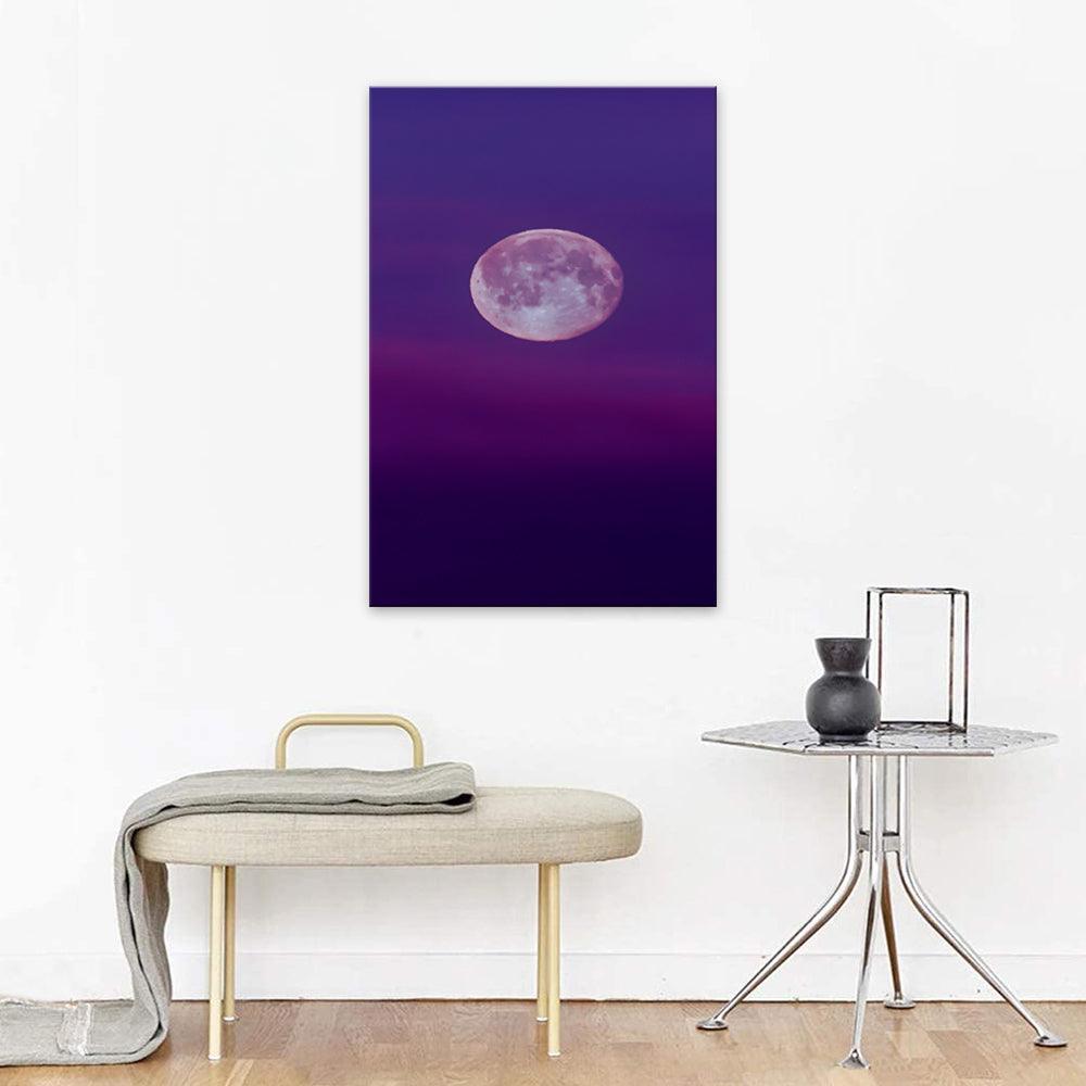 The Purple Full Moon 1 Piece HD Multi Panel Canvas Wall Art Frame-Original Frame
