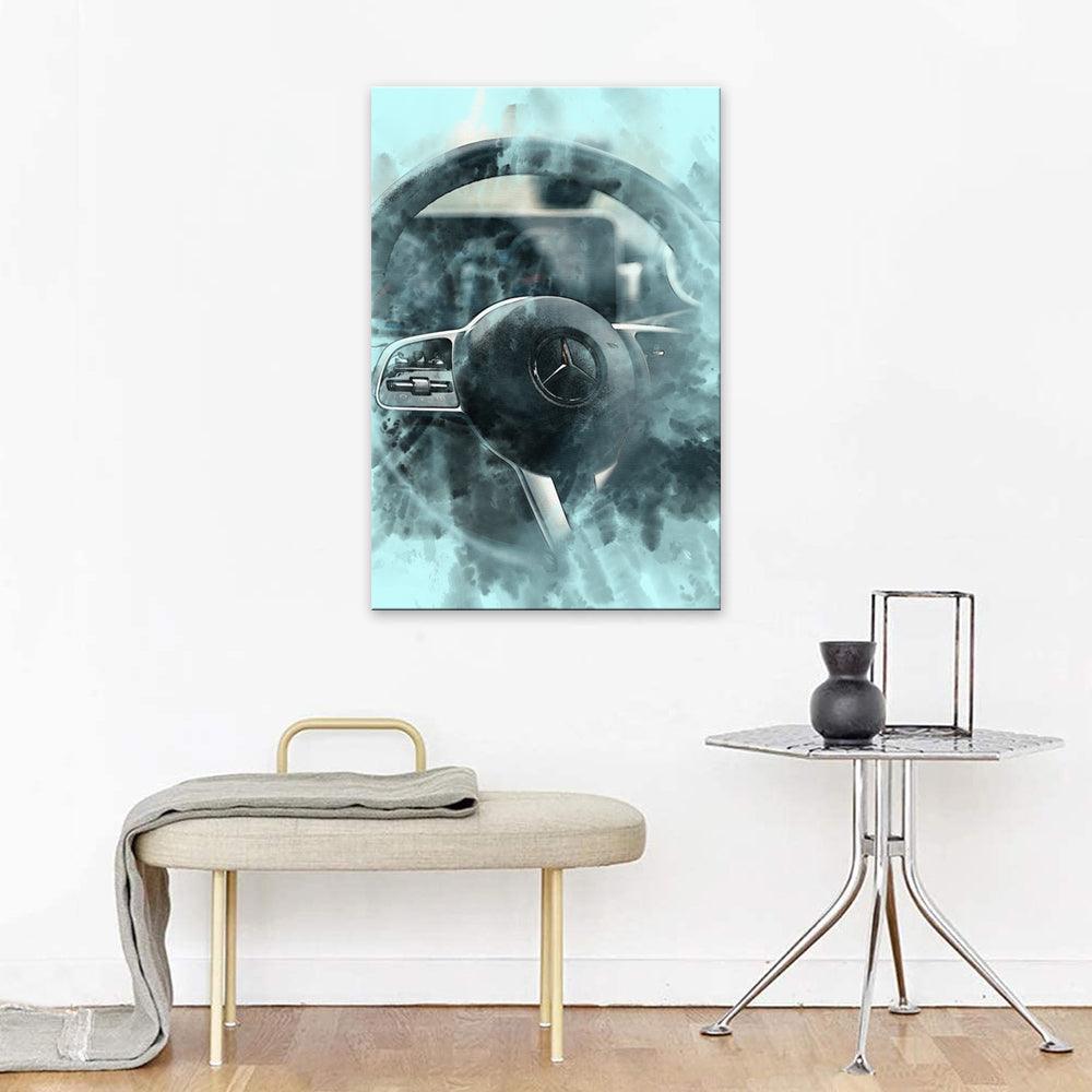 The Black Steering Wheel 1 Piece HD Multi Panel Canvas Wall Art Frame-Original Frame